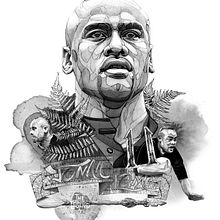 Homenaje a Jonah Lomu. Traditional illustration project by César Marcén Arrieta - 12.10.2015