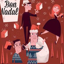 Bon Nadal Postal. Graphic Design, and Traditional illustration project by Debbie Nicole Marentes - 12.23.2015
