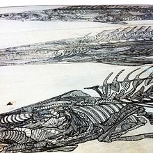 Peces sobre madera. Fine Arts, and Traditional illustration project by María Ester Izquierdo Guillamot - 01.08.2016