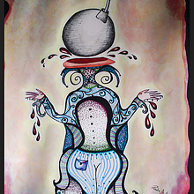 Ilustración Cabeza  por explotar. Traditional illustration, and Painting project by Paula Giraldo - 01.09.2016