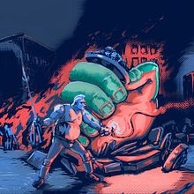 Mad max riot. Fine Arts, Film, Comic, Design, Character Design, Graphic Design, Traditional illustration, Painting, and Advertising project by Gabriel Navarro Romero - 01.11.2016