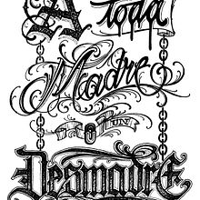 A toda Madre o un Desmadre.  Work for 15th Anniversary D&D Lowrider Barcelona shop.. Un proyecto de Caligrafía, Diseño, Bellas Artes y Tipografía de Posk Buenatinta - 09.10.2015