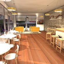 Diseño Cafetería. 3D, Architecture, Interior Architecture, Interior Design, Furniture Design, and Making project by Rodrigo Paredes Martín - Ambrosio - 01.28.2016