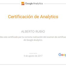 Certificado Google Analytics. Marketing project by Alberto Rubio Criado - 02.08.2016