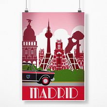 Poster retro de Madrid. Graphic Design, and Traditional illustration project by Santos Barrios Gragero - 02.14.2016