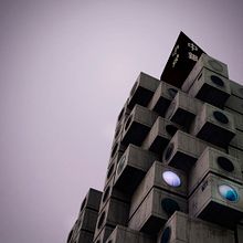 Nakagin Capsule Tower. Kisho Kurokawa. Render. 3D, Architecture, Design, and Photograph project by Mario Sebastián González Corral - 02.16.2016