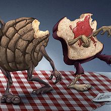 The Walking Bread. Traditional illustration project by Martin Mariano Hernandez Tena - 02.21.2016