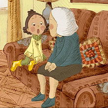 Tráiler de animación "En blanco"  Diseño de personajes y fondos (grabado a punta seca y color digital) . Animación en el siguiente enlace https://www.youtube.com/watch?v=ftHzG1_I4nY. Animation, and Traditional illustration project by M Carmen Bazán Romero - 02.02.2016