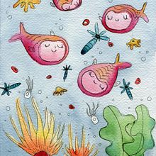 Pececitos y protozoos. Accessor, Design, and Traditional illustration project by Sandra Uve - 02.25.2016