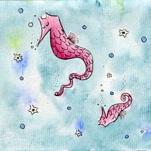 Caballito de Mar. Estampado. Product Design, and Traditional illustration project by Sandra Uve - 02.25.2016