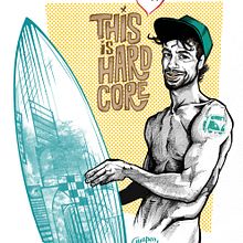 Corazón Kinki - Surfer Boy. Character Design, Traditional illustration, and Painting project by Fernando Fernández Torres - 02.28.2016