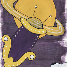 Ilustración Nave Espacial-Técnica Temperas.. Graphic Design, and Traditional illustration project by Miss Sarie Stein - 03.02.2016
