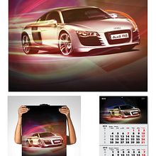 AUDI Wall calendar and poster. Un proyecto de Publicidad, Collage y Diseño de Yana Makhlina - 05.03.2016