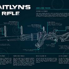 Infografía. Rifle de Caitlyn, League of Legends. Un proyecto de Diseño e Ilustración tradicional de Julia López de Juan Abad - 11.03.2016