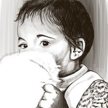 Ilustración "Niña con peluche". Traditional illustration project by Esteban Belvís - 03.22.2016