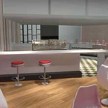 tienda de cupcakes. 3D, e Design de interiores projeto de Andreina Teixeira - 22.03.2016
