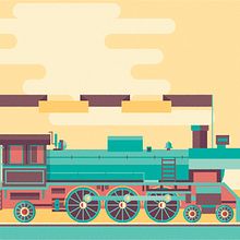 Tren y autobús . Traditional illustration project by John Salinero - 04.03.2016