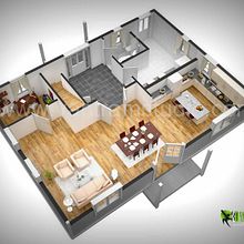 Diseño de planta 3D. Un progetto di 3D, Architettura, Architettura d'interni, Illustrazione tradizionale e Interior design di Yantram Studio - 12.04.2016