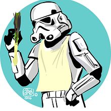 Comer calçots en la estrella de la muerte no es facil.... Un progetto di Illustrazione tradizionale di Josep Giró - 20.04.2016
