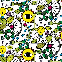 Pattern parauna ciudad sostenible. Design, and Traditional illustration project by Luisa Sirvent - 05.10.2016