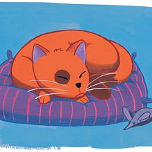 Gatito durmiendo (ilustración gouache). Traditional illustration, and Painting project by Enric Lleyda - 05.28.2016