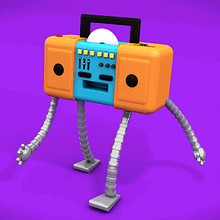 Mi propio rig modelado y animado en 3D: "DiskBot", la pequeña grabadora que lleva la onda en sus circuitos.. Un proyecto de 3D y Animación de Zahid Cruz - 30.05.2016