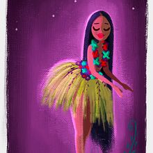 Hula evenings. Character Design, Traditional illustration, and Painting project by Lorena Loguén - 06.03.2016