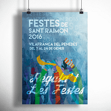 Cartell Festes de Sant Raimon, Vilafranca del Penedès. Un progetto di Design e Illustrazione tradizionale di Carla Elias Torras - 06.06.2016