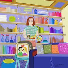 "En casita" de la serie Los nerds. Design, and Traditional illustration project by Valentina Urdaneta Urdaneta - 06.09.2016