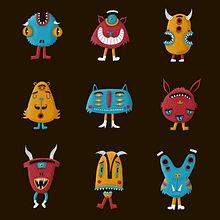 Digital monsters pattern. Art Direction, Character Design, and Traditional illustration project by Mickael Brana - 06.20.2016