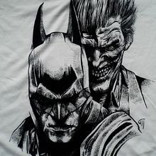 Ilustración Batman y Joker en camiseta. Un projet de Illustration traditionnelle de Maite Gutiérrez - 28.06.2015