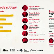#TheCopyWeeksII . El mayor "Networking" de redactores de España 2 semanas donde podrás deleitarte y aprender de los Grandes de la Creatividad Publicitaria. Inscríbete ya! Info en Cartel!! Ein Projekt aus dem Bereich Cop und writing von Paloma Ocaña - 26.09.2016