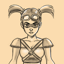 Doodles madmax style girl. Un proyecto de Bellas Artes, Diseño de personajes e Ilustración tradicional de Núria Rifà Bonells - 26.07.2016