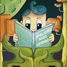 ¡Peligro, niño leyendo!. Character Design, Graphic Design, and Traditional illustration project by Yolanda Pérez Sánchez - 07.26.2016
