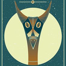 Goat-Cat, geo-animal. Character Design, and Traditional illustration project by Yolanda Pérez Sánchez - 08.07.2016