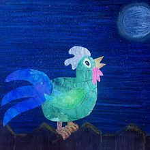 Gallo insomne. Collage, and Traditional illustration project by Eva - 08.07.2016