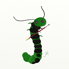 Oruga pintora. Fue el primer intento de buscar un logo propio. to. Traditional illustration project by José Ramón Moro Capellán - 08.25.2016