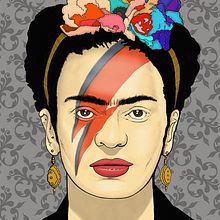 Ilustración "Frida khalo Bowie". Traditional illustration project by Esteban Belvís - 08.27.2016