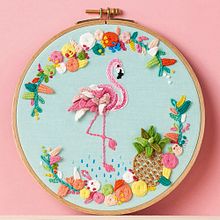 "Tropical Flamingo" Molliemakes. Arts, Crafts, Art Direction, Traditional illustration, Embroider, and Vector Illustration project by Señorita Lylo - 09.01.2016
