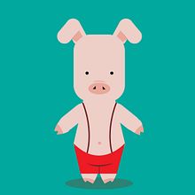 Cerdito Oink. Design de personagens e Ilustração tradicional projeto de brainbreak - 12.09.2016