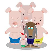 Los cuatro cerditos. Design de personagens e Ilustração tradicional projeto de brainbreak - 17.09.2016