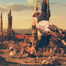 Kepler 16b. Photograph, and Traditional illustration project by Siddhartha Saravia Muñoz - 07.28.2016