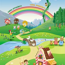 Vinilo: diseño ilustración mural para guardería Nobel Preschool en Hong Kong. Fine Arts, Design, Interior Design, Graphic Design, Education, Traditional illustration, L, and scape Architecture project by errederaquel - 10.02.2016
