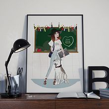 Ilustración personalizada para maestra . Un proyecto de Artesanía, Bellas Artes, Diseño e Ilustración tradicional de Clara Morales de Paz - 08.10.2016