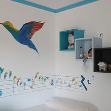Mural "Pajaroleando". Street Art, Fine Arts, Interior Design, Traditional illustration, and Painting project by Lara Gombau - 10.15.2016