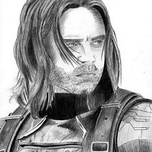 Retrato Sebastian Stan como Soldado de Invierno (Capitán América: El soldado de invierno). Fine Arts, Film, Film, Video, TV, and Traditional illustration project by Helena Diaz - 10.29.2016