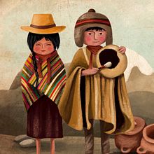Pueblos Originarios de Chile. Ilustração tradicional, Direção de arte, Design de personagens, e Design editorial projeto de Rosemarie - 30.10.2016