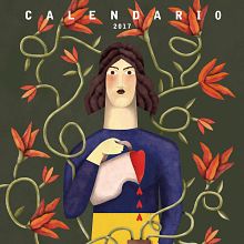Calendario ilustrado con relato 'Amor Rojo' para 2017. Un projet de Design graphique et Illustration traditionnelle de Raquel Feria Legrand - 02.11.2016
