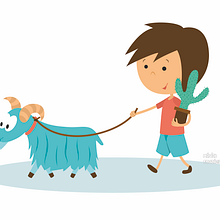 Niño & Cabra . Un proyecto de Ilustración tradicional, Diseño de personajes e Ilustración vectorial de Mónica González - 12.11.2015