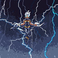 Storm (X-men) - Pixel Art. Un progetto di Progettazione di giochi, Character design, Illustrazione tradizionale e Design di Luis Miguel Maldonado Redondo - 26.11.2016
